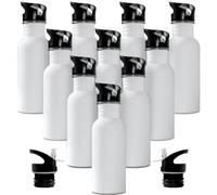 Sumex Bouteille d'Eau en Aluminium 600ml/20oz - Couverture de Sublimation Blanche 10pcs pour Impression de Rouleau