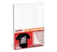 Sumex DTF Lot de 100 feuilles de film de transfert thermique double face Transparent Format A4