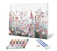 SUMGAR Peinture par Numéro Adulte Fleurs Rose, Kits de Peinture au Numéro pour Adultes, Peinture à l'huile Bricolage par Numéros sur Toile Paint by Numbers - 40x50 cm (Avec Cadre)
