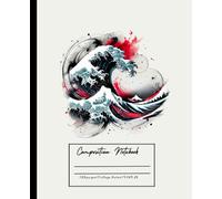 Sumi-e Ink Wash Art Notebook: The Great Wave Watercolor Design: Traditional Japanese Brush Painting Journal with Black, White, and Red Composition | College Ruled Pages