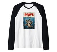 Sumi-e Parodie de Pattes pour Chat Chaton chassant la Souris effrayée Manche Raglan