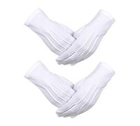 Sumind 2 Paires Mitaines en Coton Nylon, Blanc | Pour Costume Formel, Pour Parade, Matière Coton et Nylon Confortable, Adaptées aux Événements Officiels