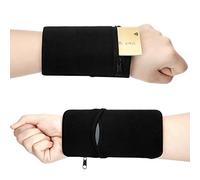 Sumind 2 Pièces Portefeuilles de Poignet de Sport Noirs Portefeuilles de Poignet de Téléphone Poche Zippés pour Course, Cyclisme en Plein Air