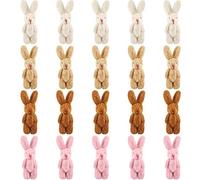 Sumind 20 Mini Lapins en Peluche Poupée de Petit Lapin Commun de 2,4 Pouces Lapin en Peluche Doux Jouets pour Pâques Anniversaire Gâteau Mariage Cadeaux de Fête, Marron Clair, Beige, Marron, Rose