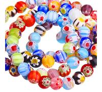 Sumind 200 Pièces 6 mm Millefiori Perles Rondes en Verre avec Une Seule Fleur pour la Fabrication de Bijoux Fournitures de Broderie Artisanale, 6 mm de Diamètre