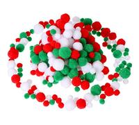 Sumind 300 Pièces Pom Poms Assortiment Boules Moelleux Pompons pour DIY et Décorations, 3 Tailles (Jeu de Couleurs de Noël)