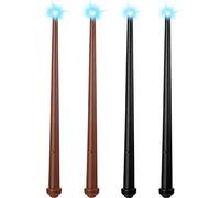 Sumind 4 Pièces Baguettes Lumineuses Jouet Magique avec Lumière et Son Baguettes de Sorcière, Baguette Lumineuse, Accessoire de Costume de Fête pour Halloween Cosplay Mascarade (Noir, Brun Foncé)