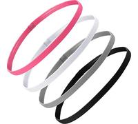 Sumind 4 Pièces Bandeaux de Sport Élastiques Antidérapants Épais Bandeaux de Cheveux de Football pour Femme et Homme (Noir, Rose, Blanc, Gris)
