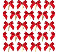Sumind 48 Nœuds Rouges pour Sapin de Noël en 3 Tailles | Nœuds Décoratifs en Ruban, Pour Emballage Cadeau, Décoration de Noël, Couronne de Noël
