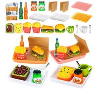 Sumind Ensemble d'accessoires de cuisine miniatures pour maison de poupée, collations en résine, accessoires de cuisine, jus, hamburger, lait, pain, confiture, œuf (22 pièces, style chic)