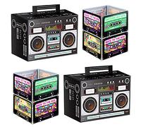 Sumind Les décorations de fête des années 80 et 90 incluent un ruban adhésif sur le thème des années 80 et 90 et une perche centrale de table pour fête rétro, fête hip-hop, décorations de fête à thème (4 pièces)