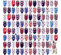 Sumind Lot de 100 bandanas patriotiques pour chien en vrac - Bandanas triangulaires pour chien avec motifs de jour de l'indépendance pour le jour de l'indépendance - Accessoires de décoration
