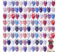 Sumind Lot de 100 bandanas patriotiques pour chien en vrac, écharpe, bandanas triangulaires, bandanas pour chiens avec motifs de jour de l'indépendance pour le jour de l'indépendance, accessoires de