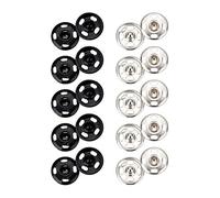 Sumind Lot de 100 boutons pression à coudre en métal pour couture vêtements Noir et argenté 10 mm