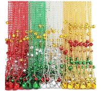 Sumind Lot de 100 perles de Noël en forme de cloche - Rouge, vert, or, argent, cadeau de Noël, festivals, Mardi Gras - Fournitures de fête