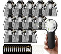 Sumind Lot de 12 mini éventails portables pour remise de diplôme alimentés par piles avec 12 cartes de vœux avec épingles, 12 sacs en organza pour salle de classe 2026, cadeaux d'équipe