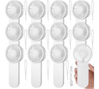 Sumind Lot de 12 petits ventilateurs portatifs personnels en vrac, 1 vitesse, alimentés par piles pour le cou, les cils, le maquillage, les voyages, le camping, l'intérieur et l'extérieur, l'été
