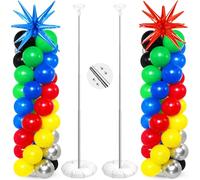 Sumind Lot de 163 décorations de fête sur le thème des héros, bleu, rouge, noir, argent, blanc, kit d'arche de ballons pour anniversaire, carnaval, fête prénatale