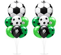 Sumind Lot de 2 supports de ballons de football en aluminium pour centre de table, décoration de fête d'anniversaire, vert, noir, blanc