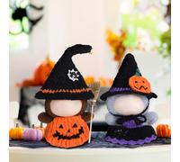 Sumind Lot de 2 vêtements de poupée d'Halloween pour poupées de 17 cm, 2 styles, tenue de citrouille mignonne avec chapeau de sorcière, jupe et accessoires de balai, costume effrayant pour poupée