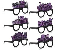 Sumind Lot de 24 lunettes d'anniversaire en papier à porter pour homme et femme - Décoration de table - Violet - 50e