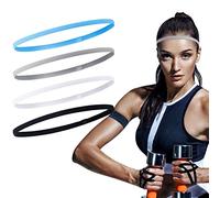 Sumind Lot de 4 bandeaux de sport épais et antidérapants pour homme et femme (noir, blanc, gris, bleu)