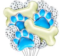 Sumind Lot de 46 ballons de décoration sur le thème du chien avec empreintes de pattes de chien et ballons en aluminium en forme d'os pour animaux domestiques (bleu clair)