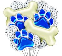 Sumind Lot de 46 ballons de décoration sur le thème du chien avec empreintes de pattes de chien et ballons en aluminium en forme d'os pour animaux domestiques (bleu foncé)