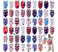 Sumind Lot de 50 bandanas patriotiques pour chien en vrac - Bandanas triangulaires doux avec motifs de jour de l'indépendance pour le jour de l'indépendance - Accessoires de décoration