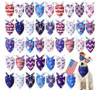 Sumind Lot de 50 bandanas triangulaires pour chien du 4 juillet - Drapeau patriotique de l'Amérique pour chiens - Écharpe triangulaire pour la fête du travail - Accessoires de costume pour animaux
