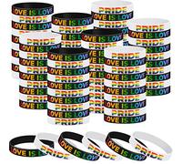 Sumind Lot de 50 bracelets arc-en-ciel en silicone pour homme et femme, bijoux gay, cadeaux de fête LGBTQ