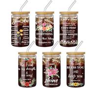 Sumind Lot de 6 cadeaux chrétiens pour femme, cadeaux spirituels inspirants pour femme, Noël, anniversaire, fête des mères, cadeaux catholiques, 473,6 ml, tasses à café en verre pour maman, amie,