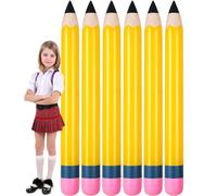 Sumind Lot de 6 crayons géants gonflables pour remise de diplôme - 152,4 cm - Jaune - Pour piscine - Flotteurs pour salle de classe, école, fête, plage, piscine, lac en plein air