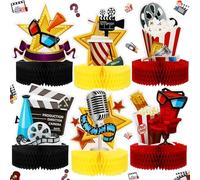 Sumind Lot de 6 décorations de soirée cinéma en nid d'abeille pour décoration de table 3D, 22 x 19 cm