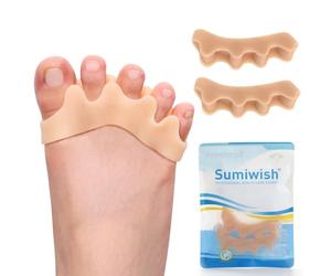 Sumiwish Lot de 4 paires de séparateurs d'orteils souples pour orteils pliés en silicone pour fasciite plantaire, orteils en marteau et orteils en griffe, taille M