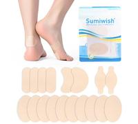 Sumiwish Moleskine pour soulager les ampoules et les douleurs du pied - 18 points moleskine pour pieds, talons, chaussures - Coussinets autocollants de prévention des ampoules en 4 formes pour homme