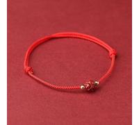 SUMKTO Bracelet de Protection à Cordes Rouges rehaussé de Lotus cinabre et de Perles de Titane Porte-Bonheur.