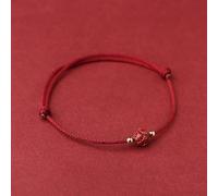 SUMKTO Bracelet de Protection à Cordes Rouges rehaussé de Lotus cinabre et de Perles de Titane Porte-Bonheur.