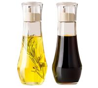 Summark Diamond Lot de 2 flacons distributeurs d'huile d'olive et de vinaigre pour la cuisine, élégant distributeur d'huile de cuisson en verre, 300 ml