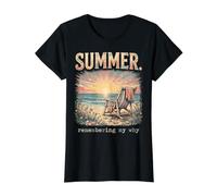 Summer At Beach Sunset Remembering My Why T-Shirt Graphique avec Valeur, Femme, Noir, XL