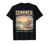 Summer At Beach Sunset Remembering My Why T-Shirt Graphique avec Valeur, Homme, Noir, M