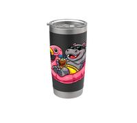 Summer Beach Pool Party Hippo Gonflable Flamingo Hawaïen Gobelet isotherme en acier inoxydable double paroi