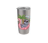 Summer Beach Pool Party Hippo Gonflable Flamingo Hawaïen Gobelet isotherme en acier inoxydable double paroi