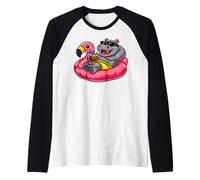 Summer Beach Pool Party Hippo Gonflable Flamingo Hawaïen Manche Raglan