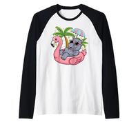 Summer Beach Pool Party Hippo Gonflable Flamingo Hawaïen Manche Raglan