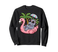 Summer Beach Pool Party Hippo Gonflable Flamingo Hawaïen Sweatshirt