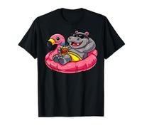 Summer Beach Pool Party Hippo Gonflable Flamingo Hawaïen T-Shirt