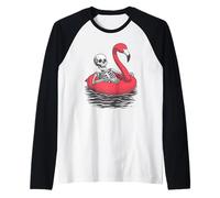 Summer Body, Vacances, Flamant, Humour, tête de Mort Cartoon Manche Raglan