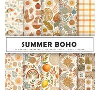 Summer Boho Scrapbook Paper: Beach Umbrellas, Coastal Waves & Relaxing Boho Patterns for Scrapbooking, Junk Journals, Card Making, Paper Crafts, ... | 20 Double-Sided Designs | 8.5 x 8.5 Inches