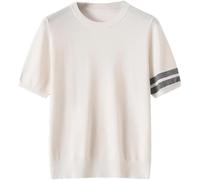 Summer Casual Round Neck Pullover Short Sleeve Men's Solid Color Breathable Classic T-Shirt(White,3XL)